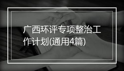 广西环评专项整治工作计划(通用4篇)