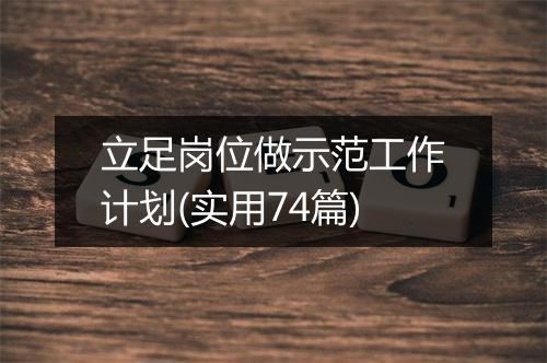 立足岗位做示范工作计划(实用74篇)