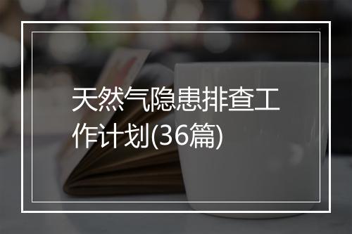 天然气隐患排查工作计划(36篇)