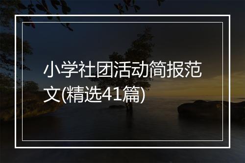 小学社团活动简报范文(精选41篇)