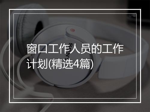 窗口工作人员的工作计划(精选4篇)