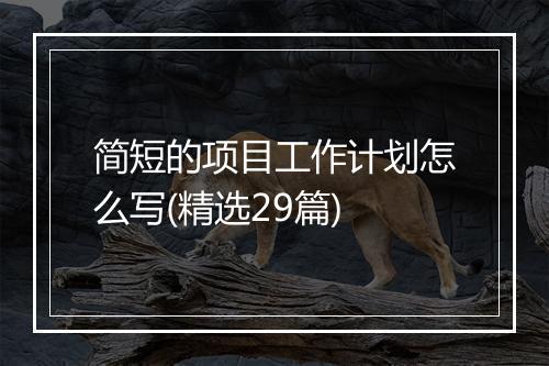 简短的项目工作计划怎么写(精选29篇)