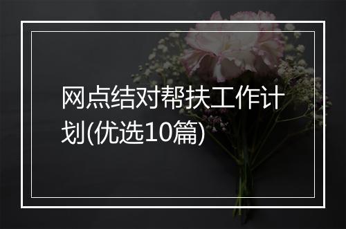 网点结对帮扶工作计划(优选10篇)