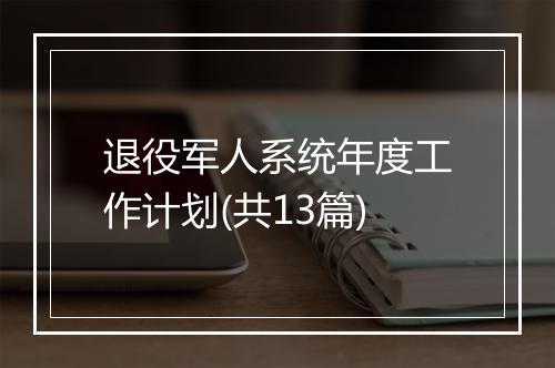 退役军人系统年度工作计划(共13篇)