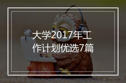 大学2017年工作计划优选7篇