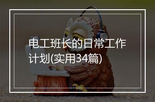 电工班长的日常工作计划(实用34篇)