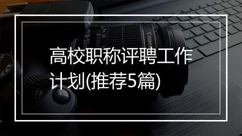 高校职称评聘工作计划(推荐5篇)