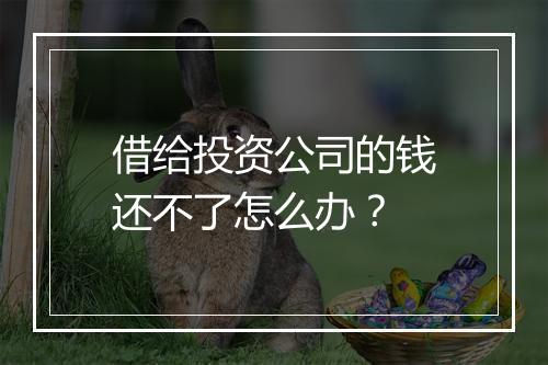 借给投资公司的钱还不了怎么办？