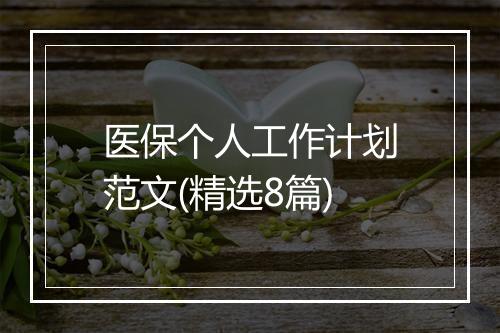 医保个人工作计划范文(精选8篇)