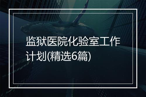 监狱医院化验室工作计划(精选6篇)