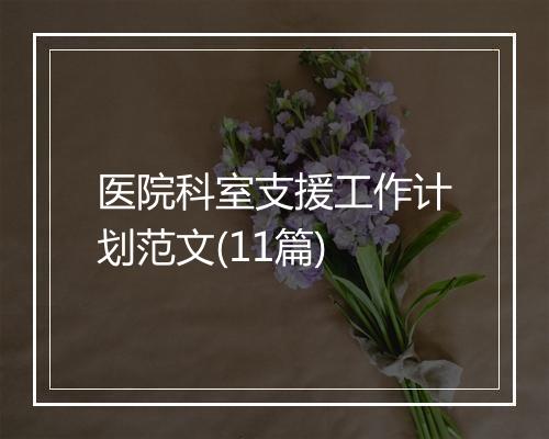 医院科室支援工作计划范文(11篇)