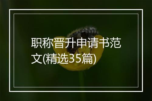 职称晋升申请书范文(精选35篇)