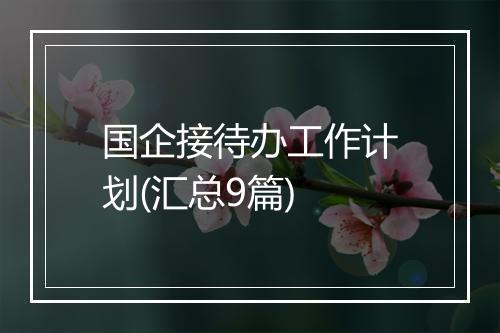 国企接待办工作计划(汇总9篇)