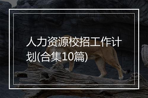 人力资源校招工作计划(合集10篇)