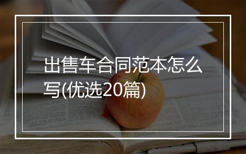 出售车合同范本怎么写(优选20篇)