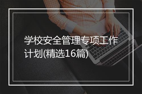 学校安全管理专项工作计划(精选16篇)