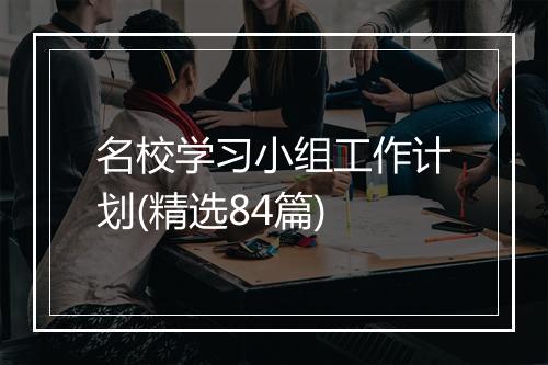名校学习小组工作计划(精选84篇)