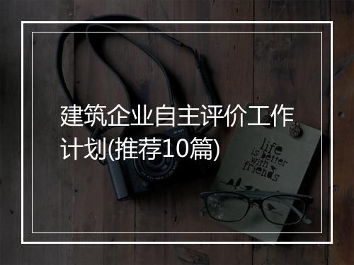 建筑企业自主评价工作计划(推荐10篇)