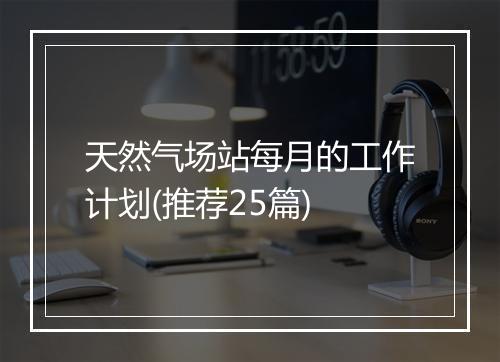 天然气场站每月的工作计划(推荐25篇)