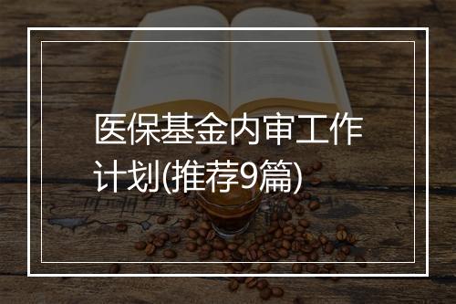 医保基金内审工作计划(推荐9篇)