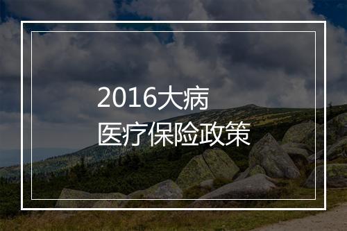 2016大病医疗保险政策