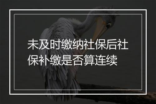 未及时缴纳社保后社保补缴是否算连续