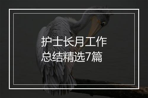 护士长月工作总结精选7篇