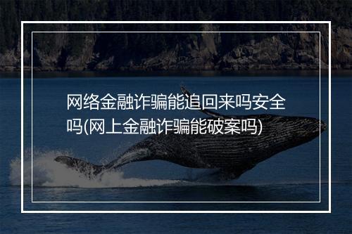 网络金融诈骗能追回来吗安全吗(网上金融诈骗能破案吗)