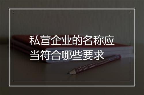 私营企业的名称应当符合哪些要求