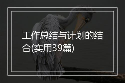 工作总结与计划的结合(实用39篇)