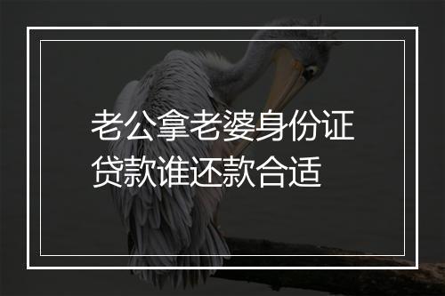 老公拿老婆身份证贷款谁还款合适
