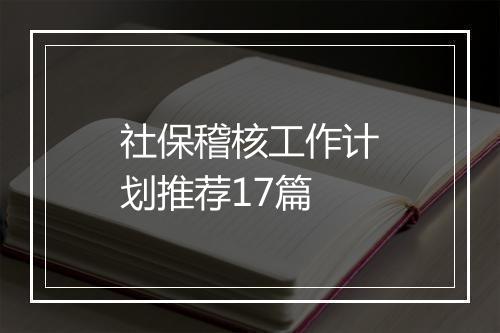 社保稽核工作计划推荐17篇