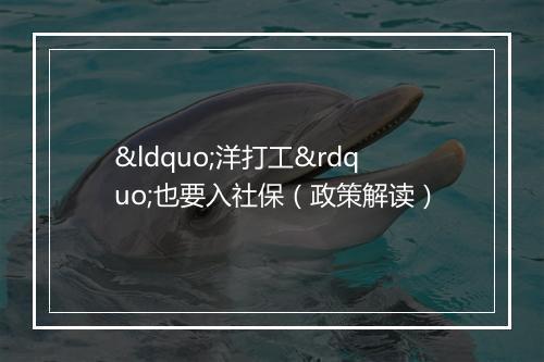 “洋打工”也要入社保（政策解读）