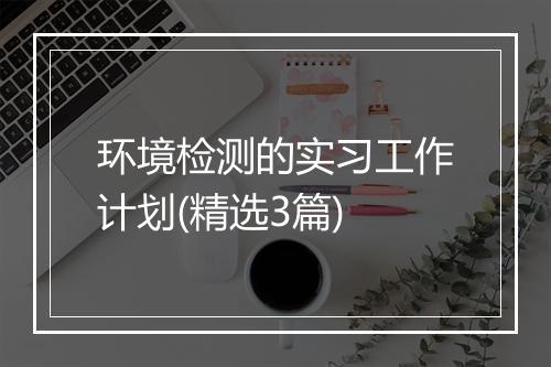 环境检测的实习工作计划(精选3篇)