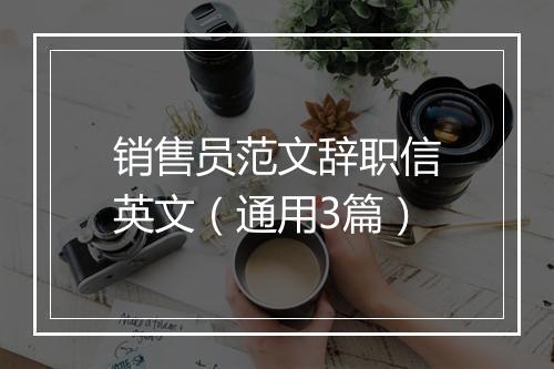 销售员范文辞职信英文（通用3篇）