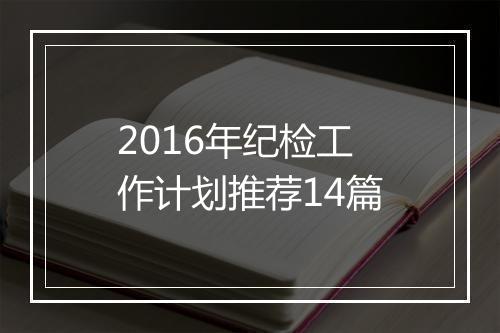 2016年纪检工作计划推荐14篇