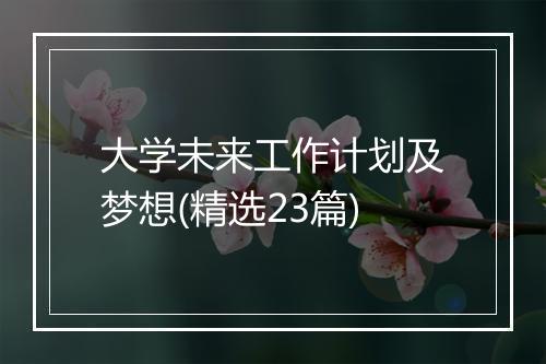 大学未来工作计划及梦想(精选23篇)
