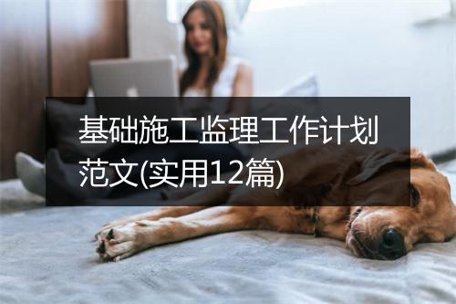 基础施工监理工作计划范文(实用12篇)