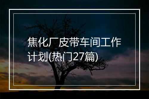 焦化厂皮带车间工作计划(热门27篇)