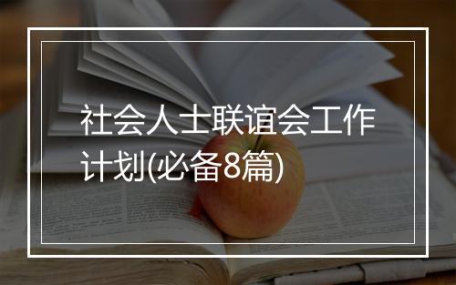 社会人士联谊会工作计划(必备8篇)