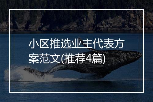 小区推选业主代表方案范文(推荐4篇)