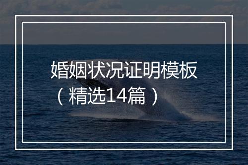 婚姻状况证明模板（精选14篇）