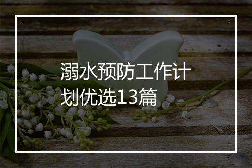 溺水预防工作计划优选13篇