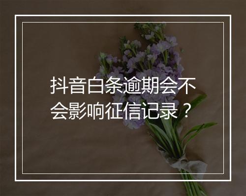 抖音白条逾期会不会影响征信记录？