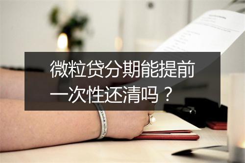 微粒贷分期能提前一次性还清吗？