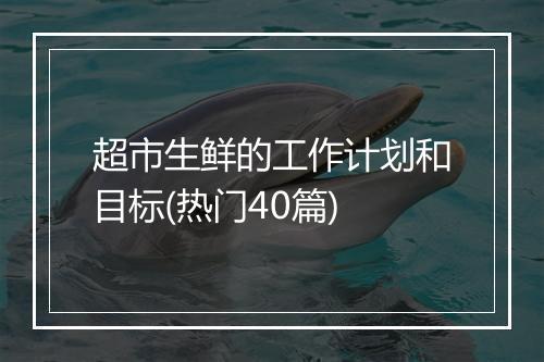超市生鲜的工作计划和目标(热门40篇)