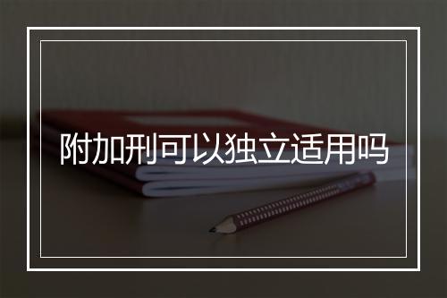 附加刑可以独立适用吗