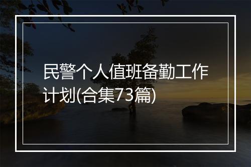民警个人值班备勤工作计划(合集73篇)