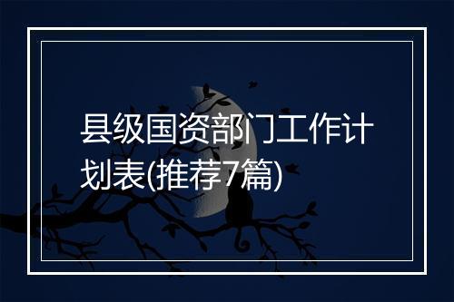 县级国资部门工作计划表(推荐7篇)