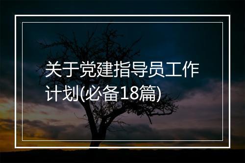 关于党建指导员工作计划(必备18篇)